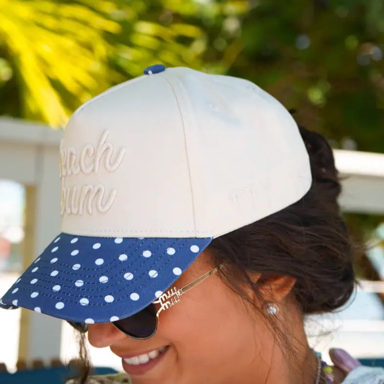 Beach Bum - Navy Polka Dot Hat