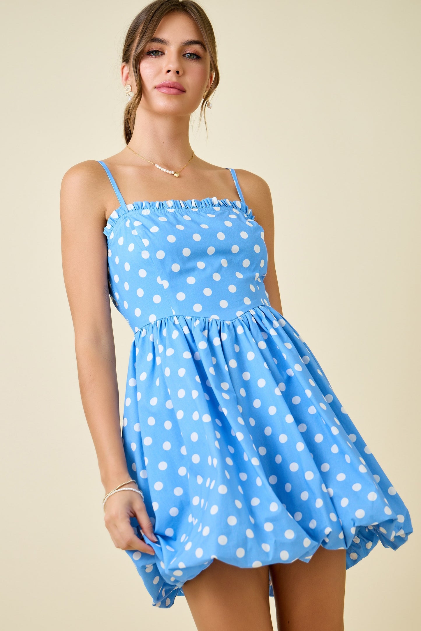 Deliah Blue Polka Dot Bubble Dress