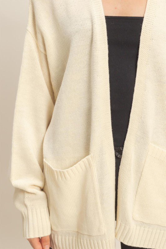 Haley Cardigan Sweater With Pockets Cream