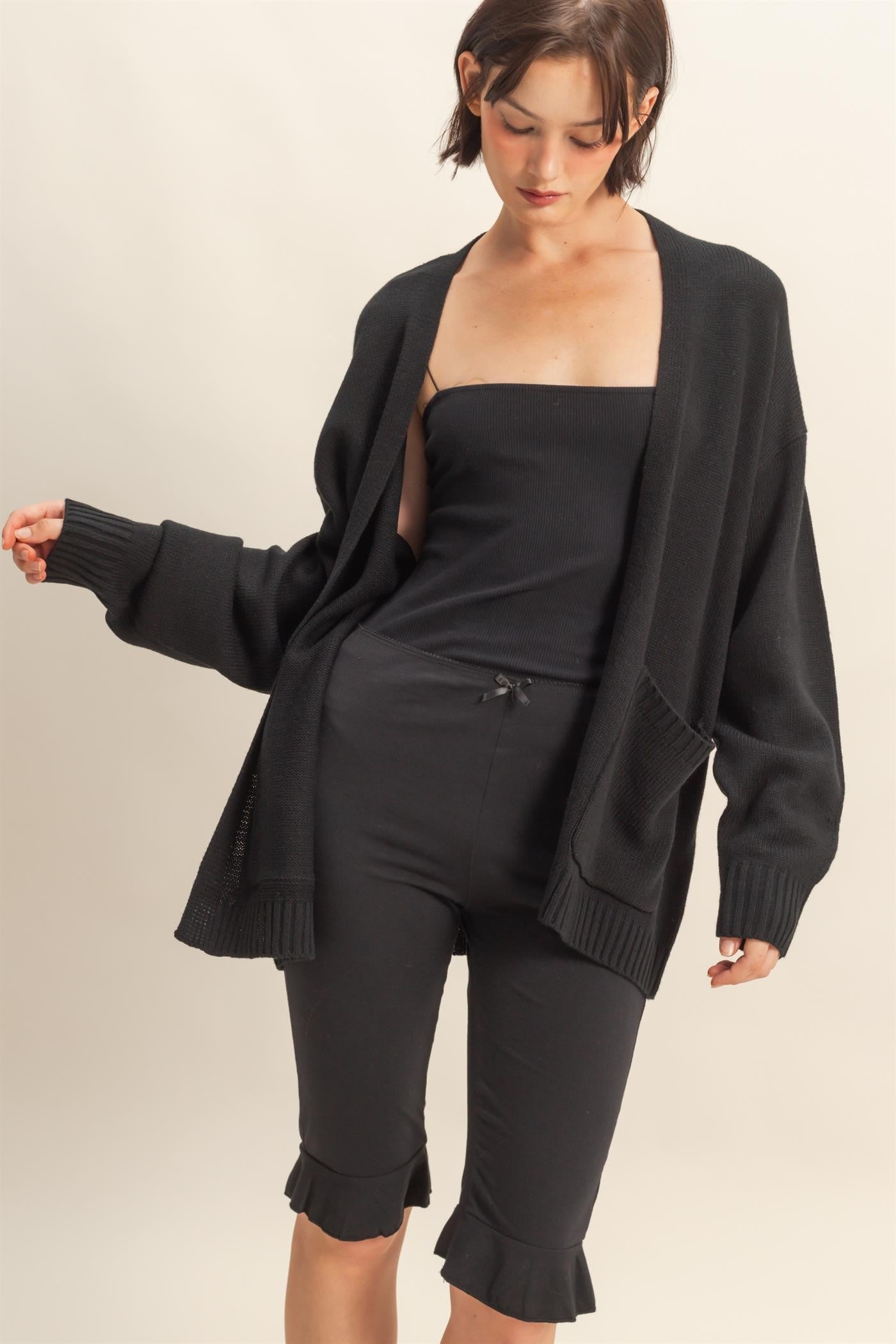 Haley Cardigan Sweater With Pockets Black