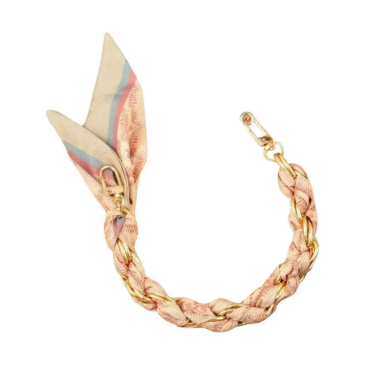 Gold Phone Chain with Scarf Cream