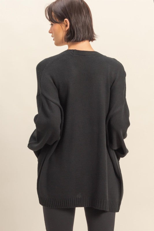 Haley Cardigan Sweater With Pockets Black