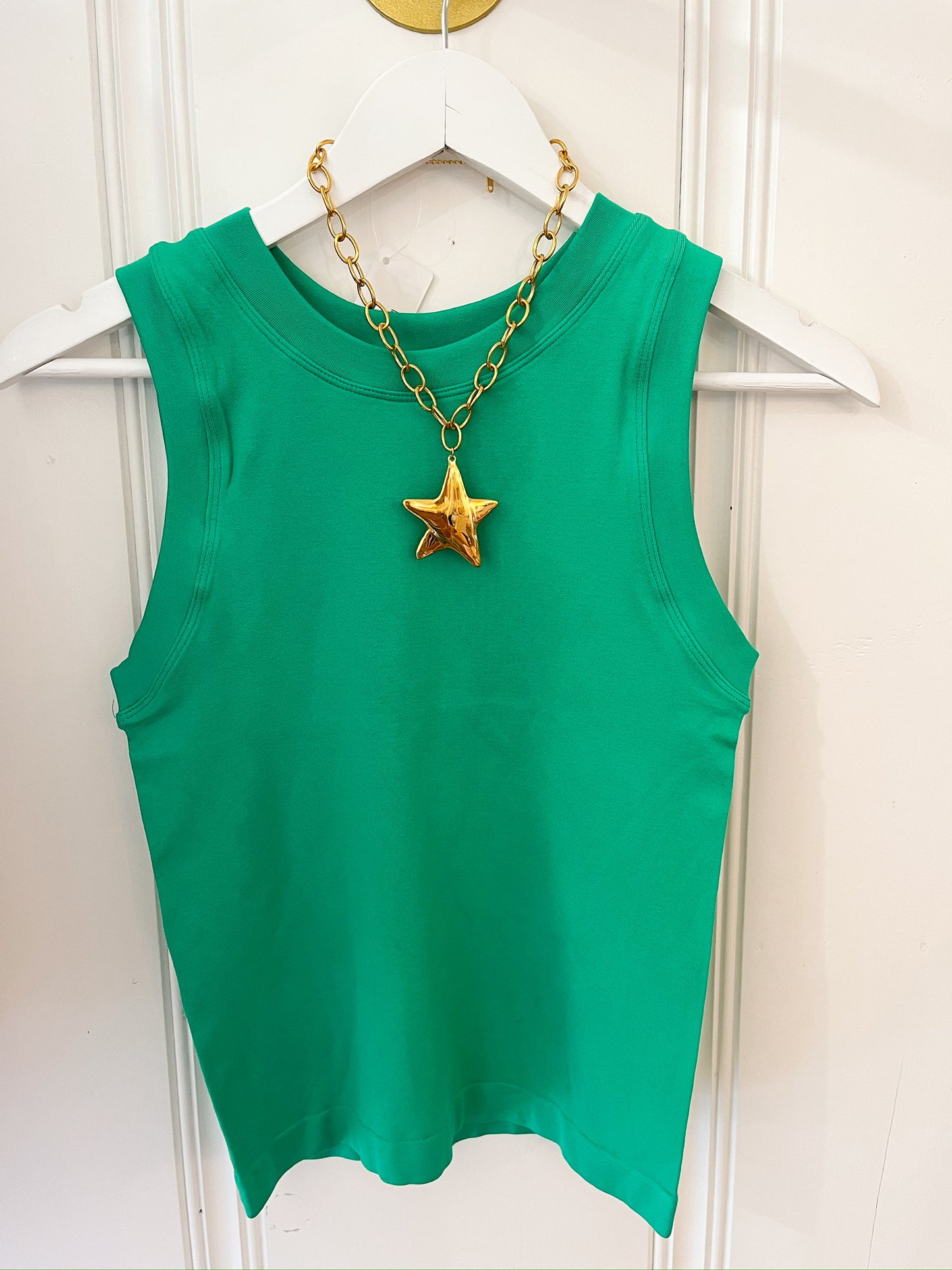 High neck banded tank