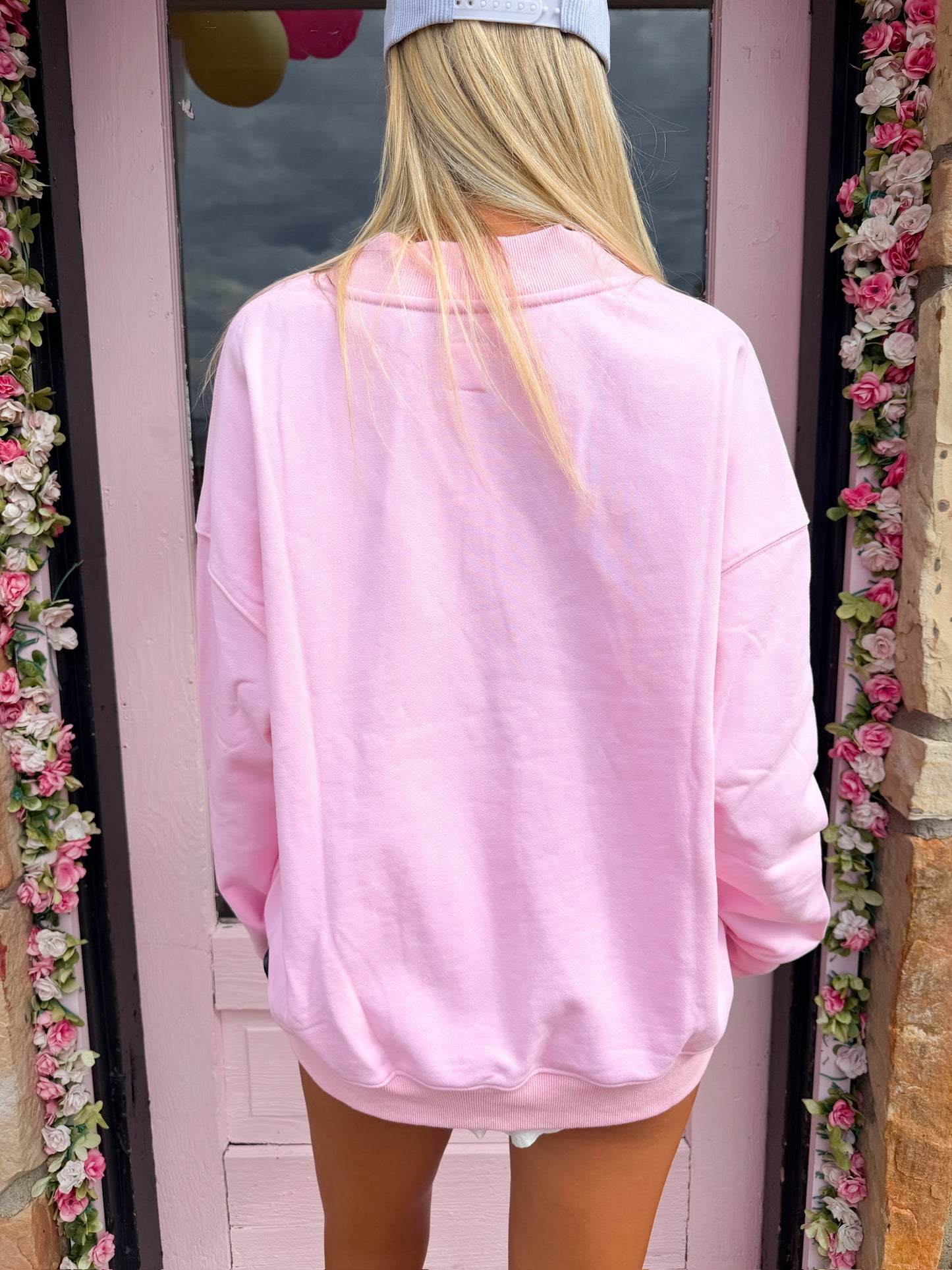 V-Neck Embroider Hibiscus Flower Sweatshirt