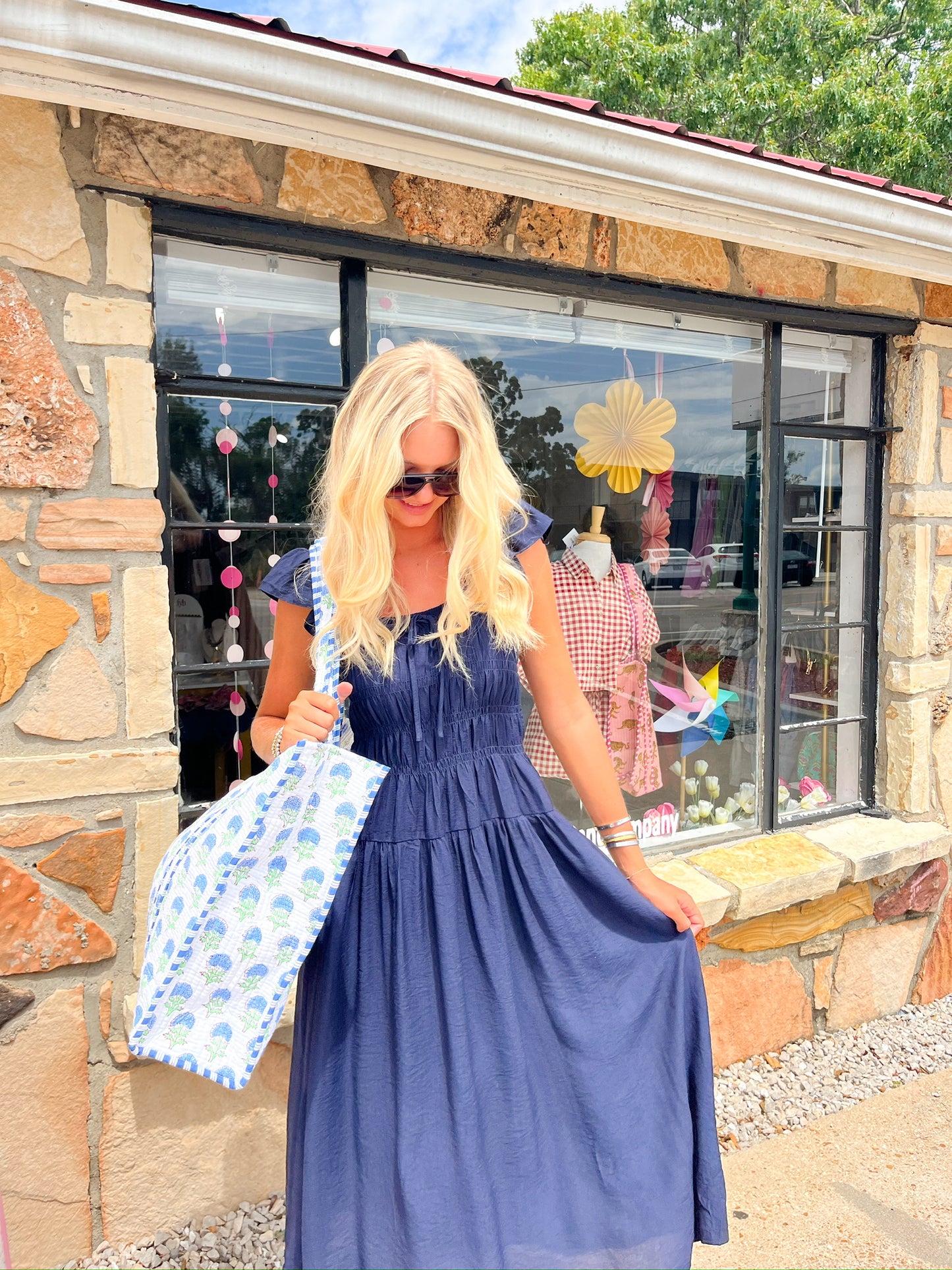 Bella Navy Midi Dress