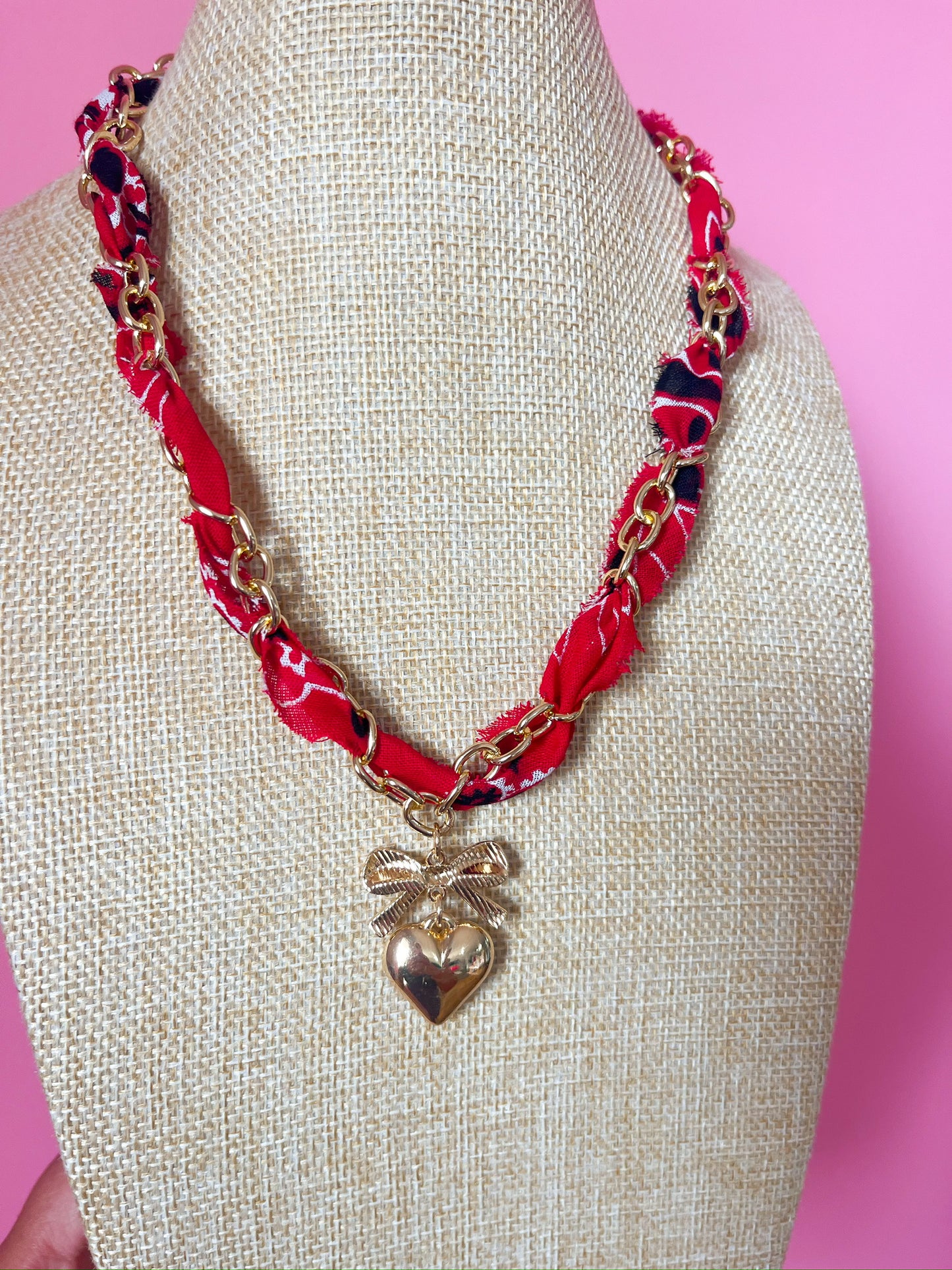 Red Ribbon Necklace