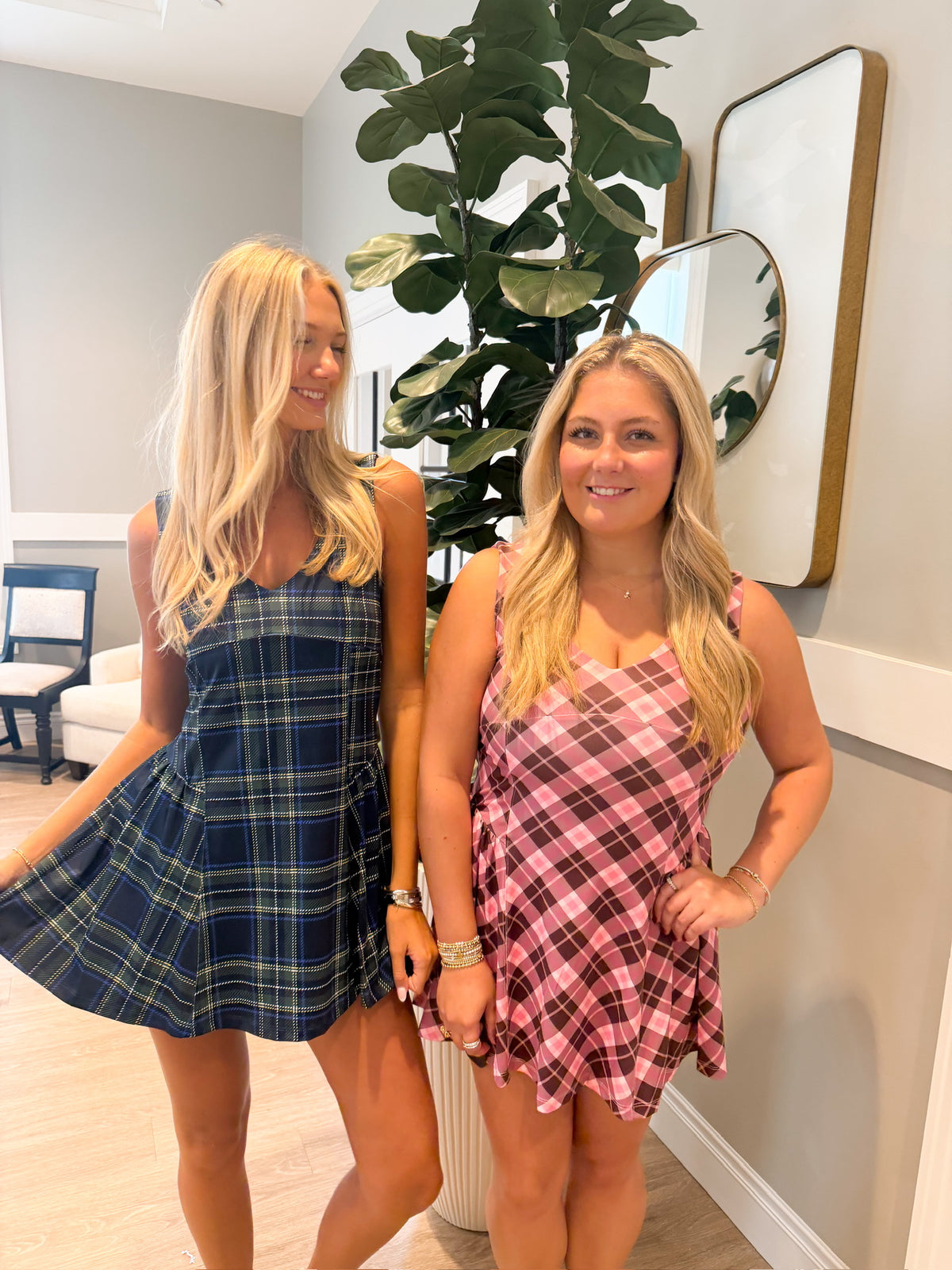 Tina Navy Plaid Athletic Dress