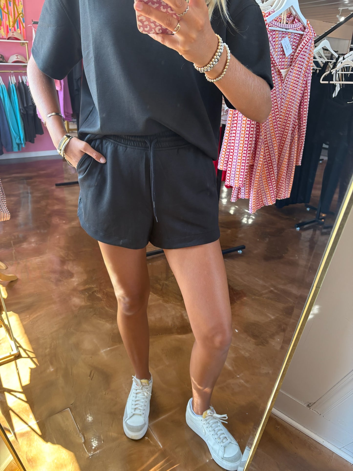 Scuba Short Sleeve Top & Shorts Set Black
