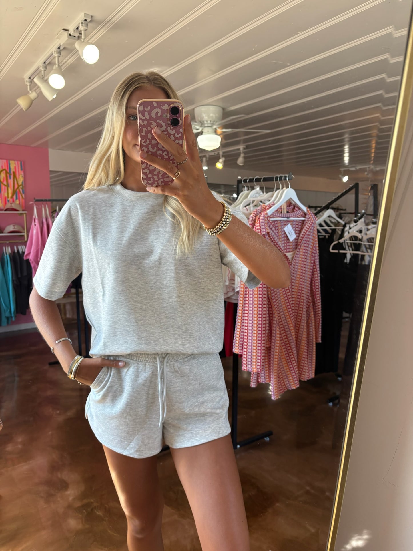 Scuba Short Sleeve Top & Shorts Set H Grey