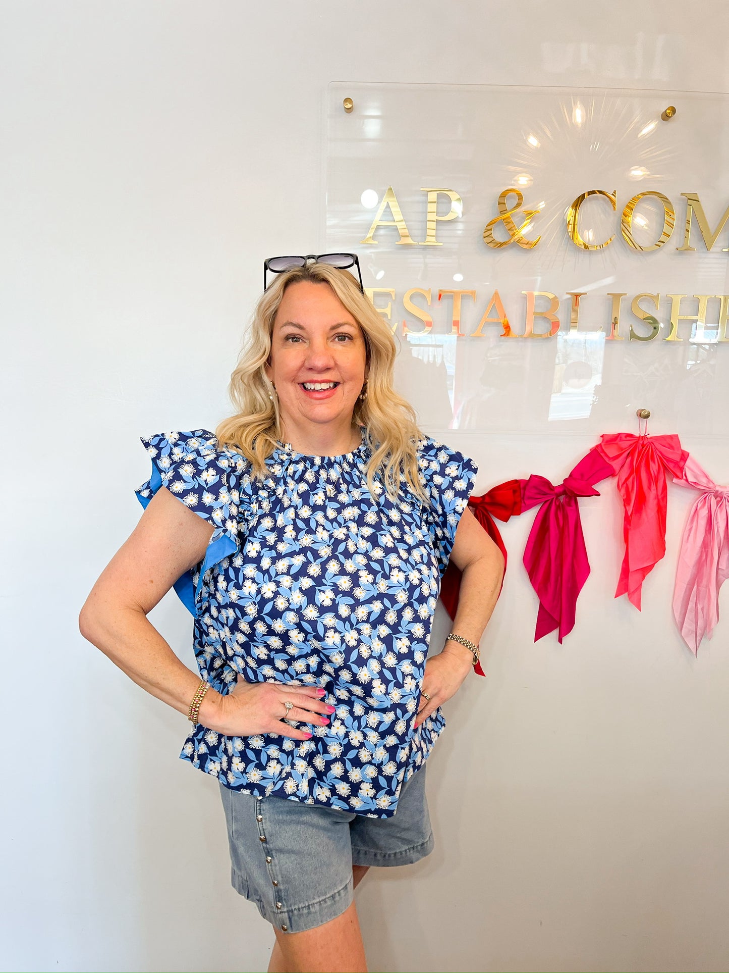Elizabeth navy pattern top