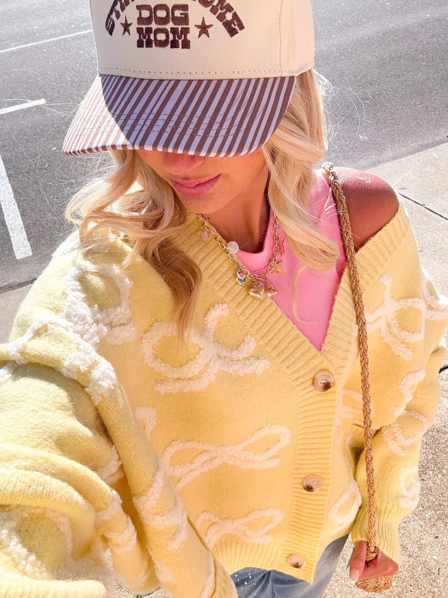 Stay At Home Dog Mom- Brown Striped Hat