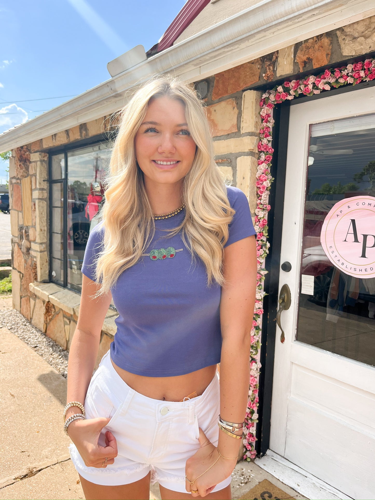 Paula navy tee