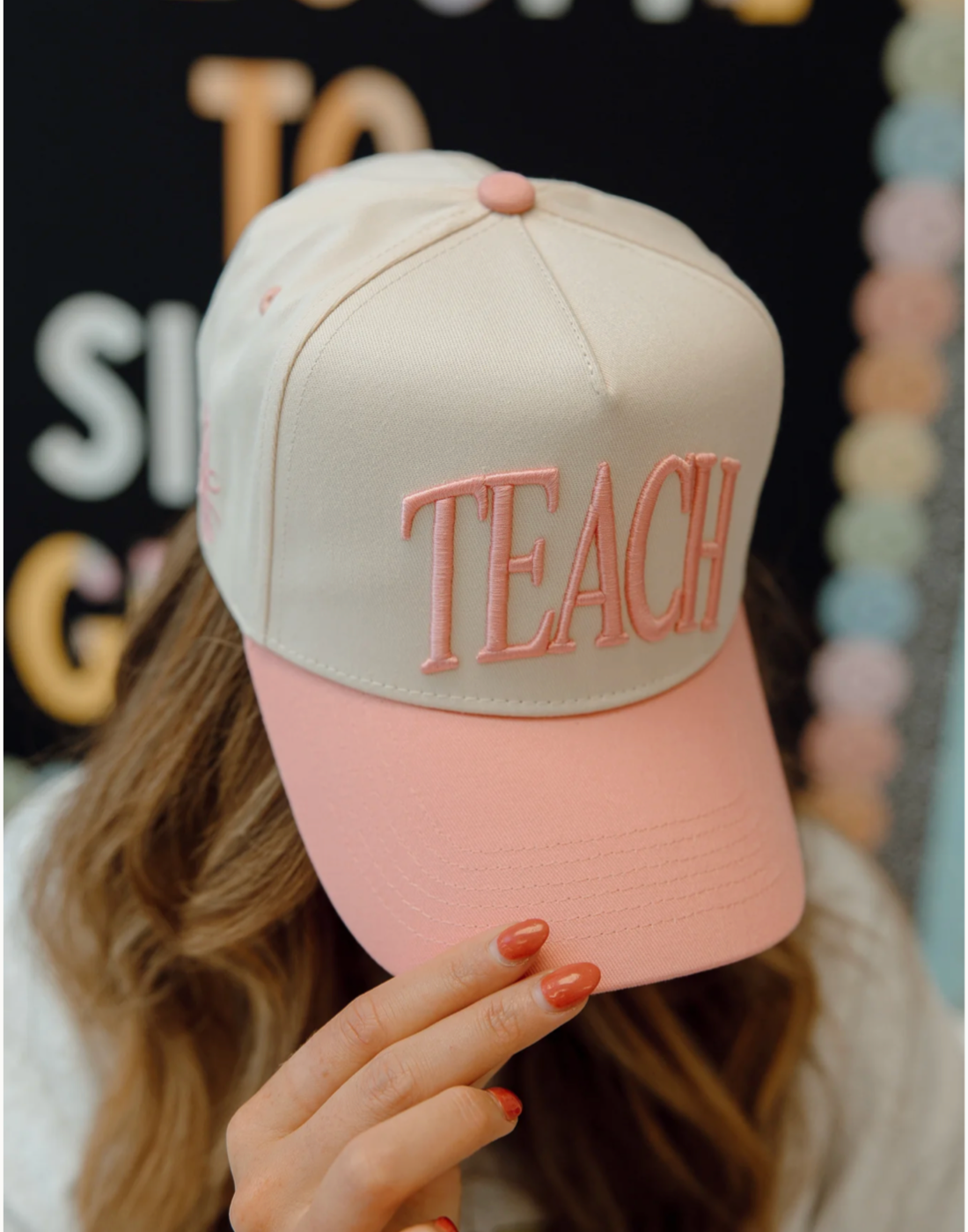 Teach - Pink Vintage Trucker Hat