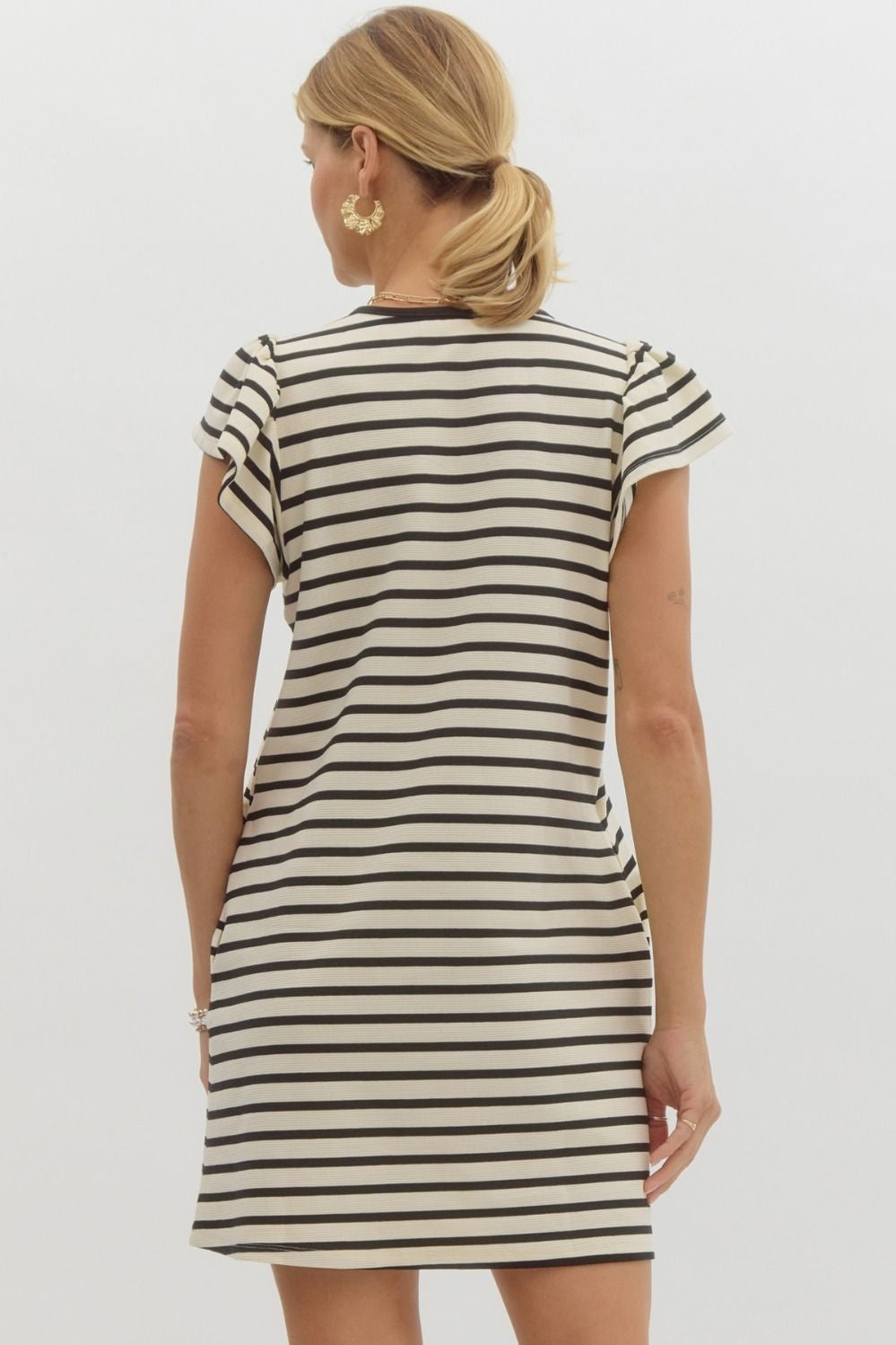 Elanor cream striped dress