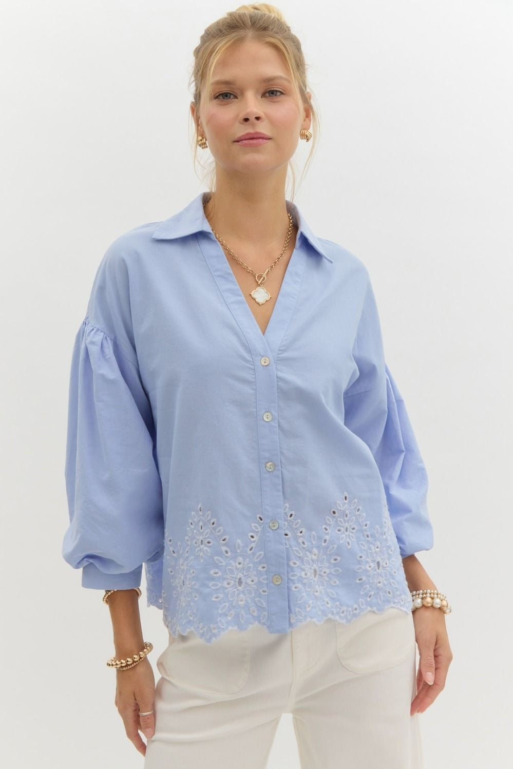 Emery blue top