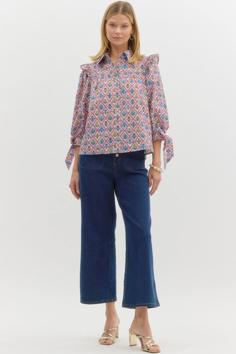 Emily blue floral top