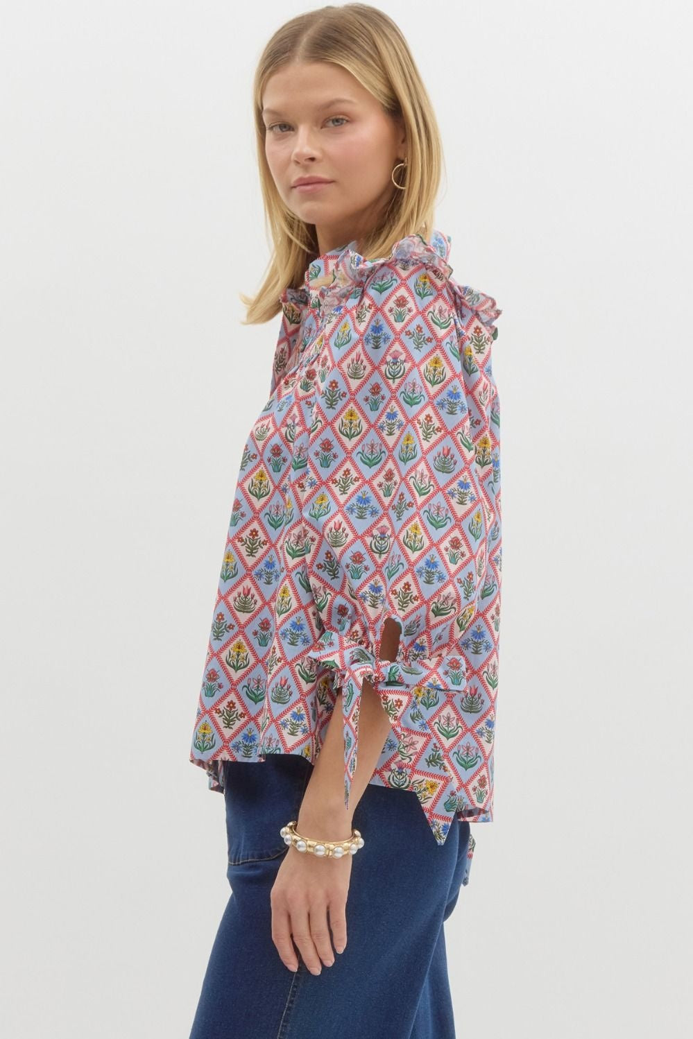 Emily blue floral top