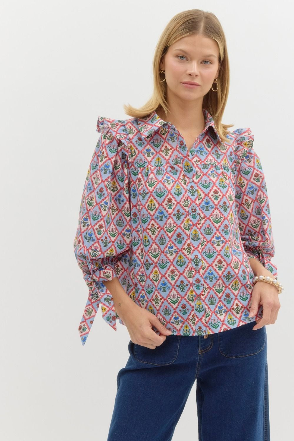 Emily blue floral top