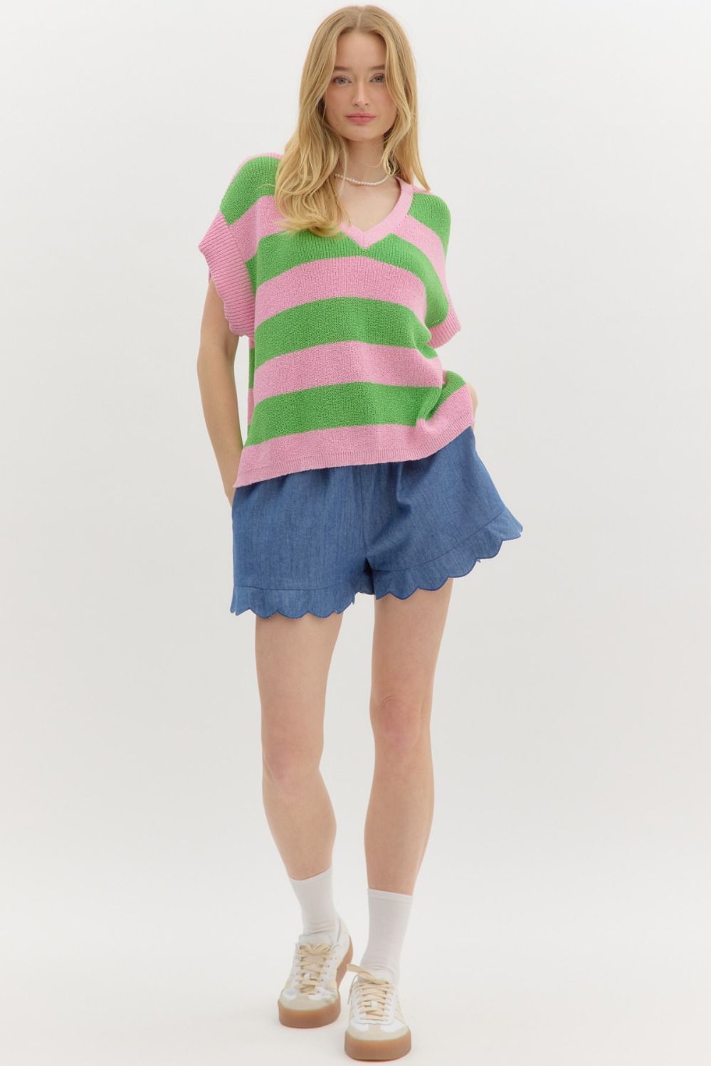 Eva pink striped top