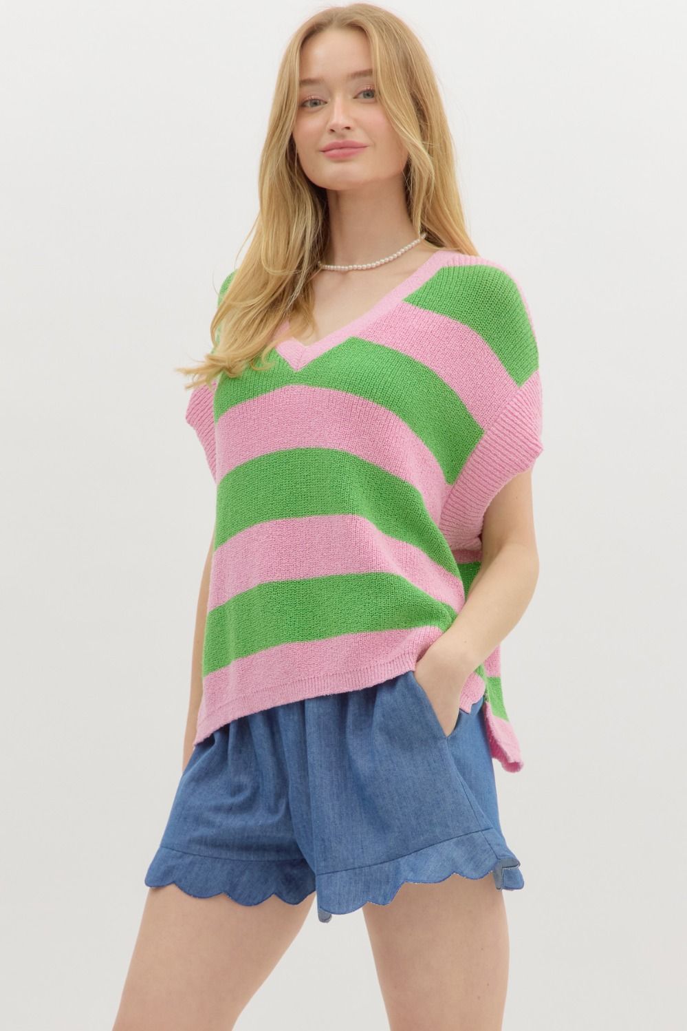 Eva pink striped top