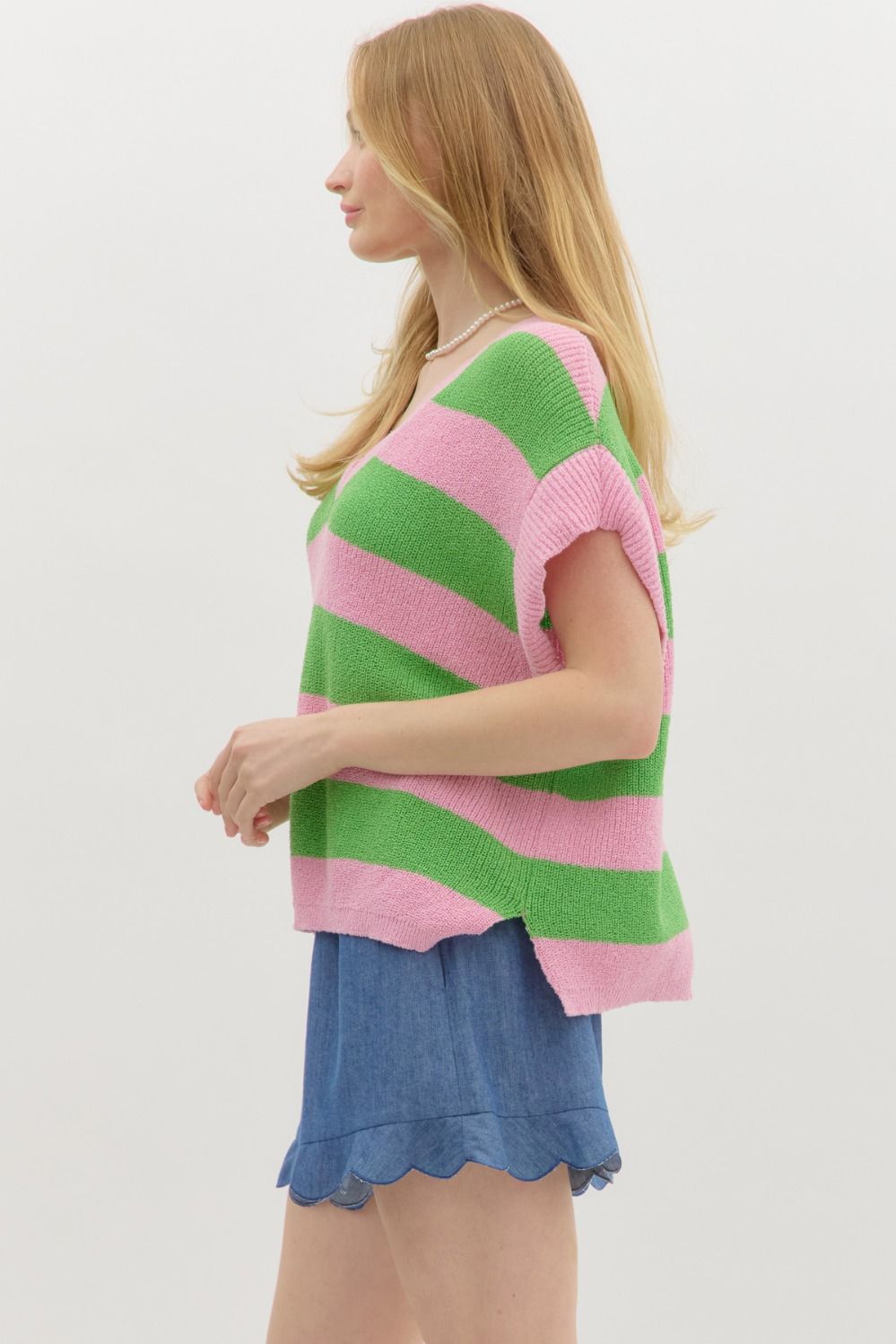 Eva pink striped top