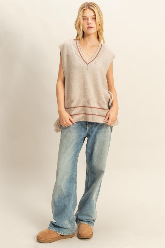 Hazel Tassel Detailed Oversized Sweater Vest