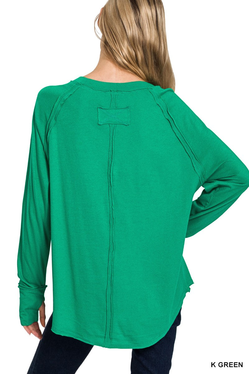 Cotton Thumbhole Top Green