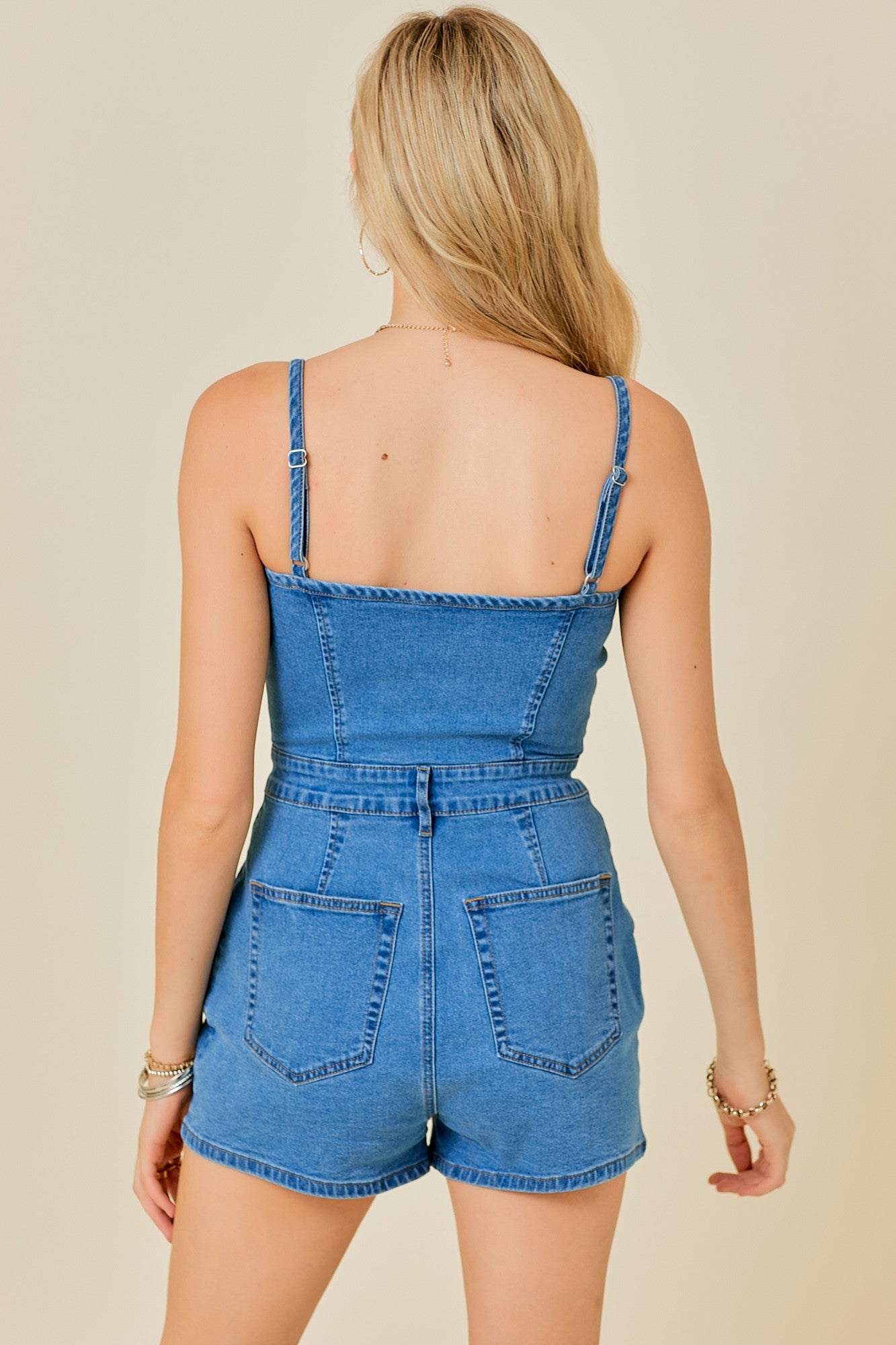 Delilah washed denim romper