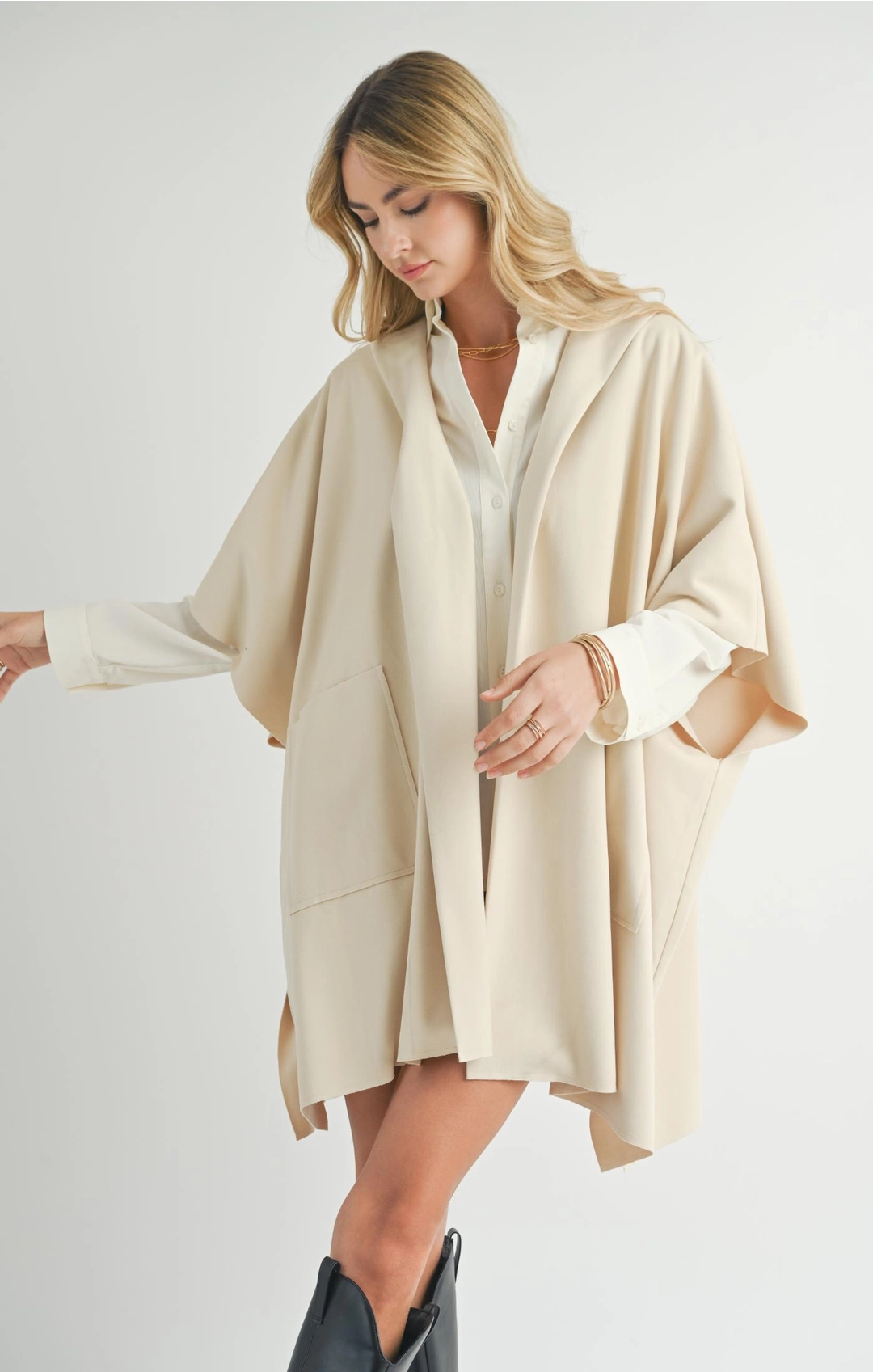 Lisha belted poncho
