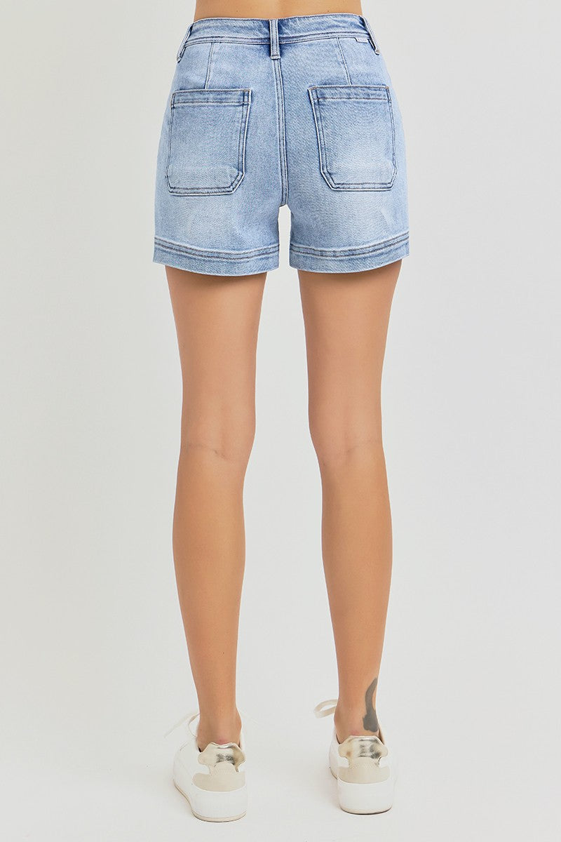 Risen High Rise Front Welt Pocket Detail Shorts