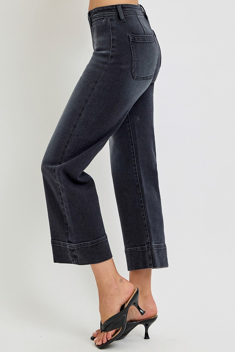 Risen high rise crop wide leg jeans