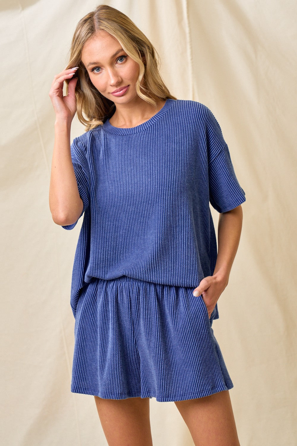 Lauren Ribbed Set Navy