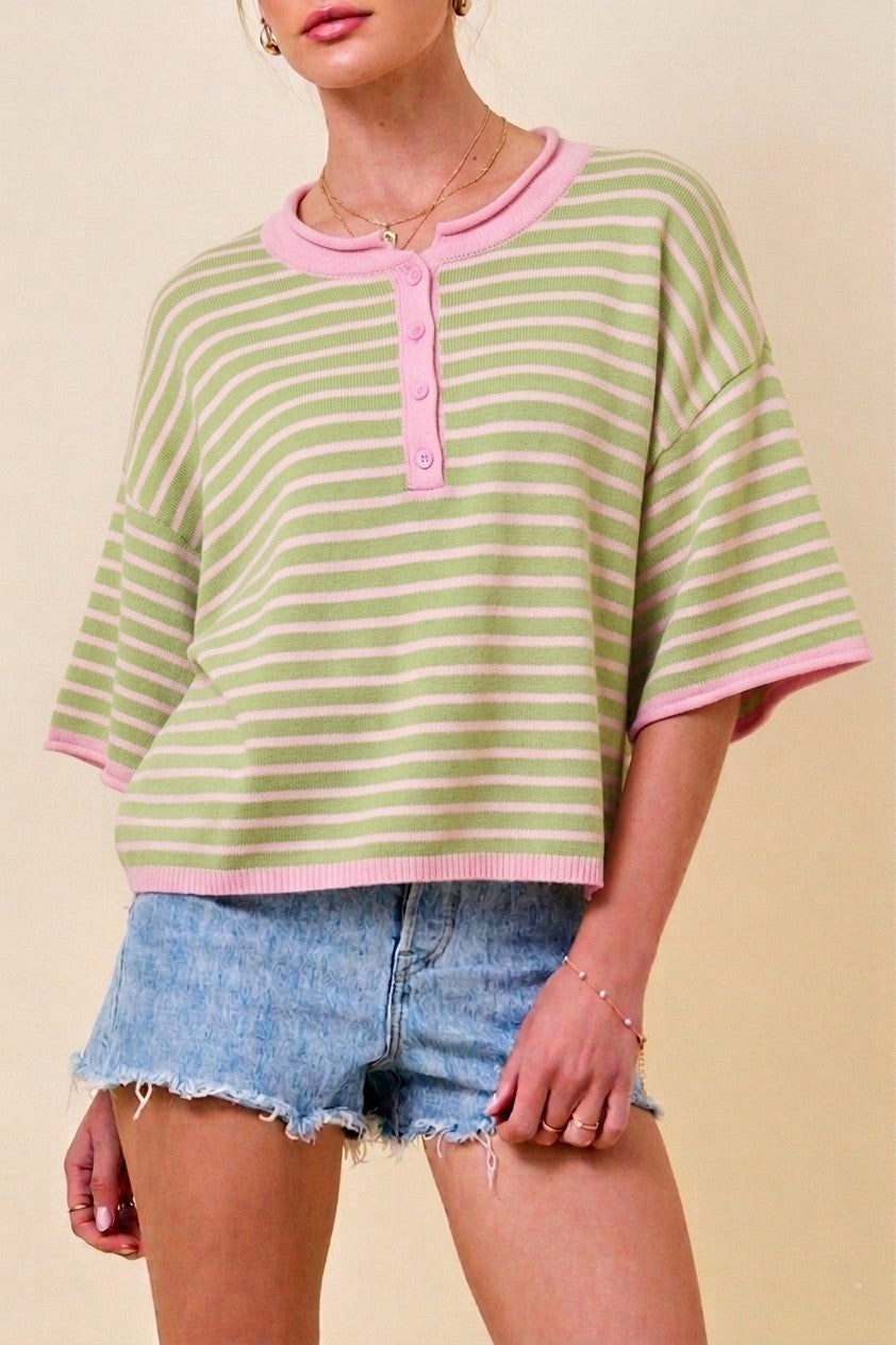 Deann Striped Top Strawberry