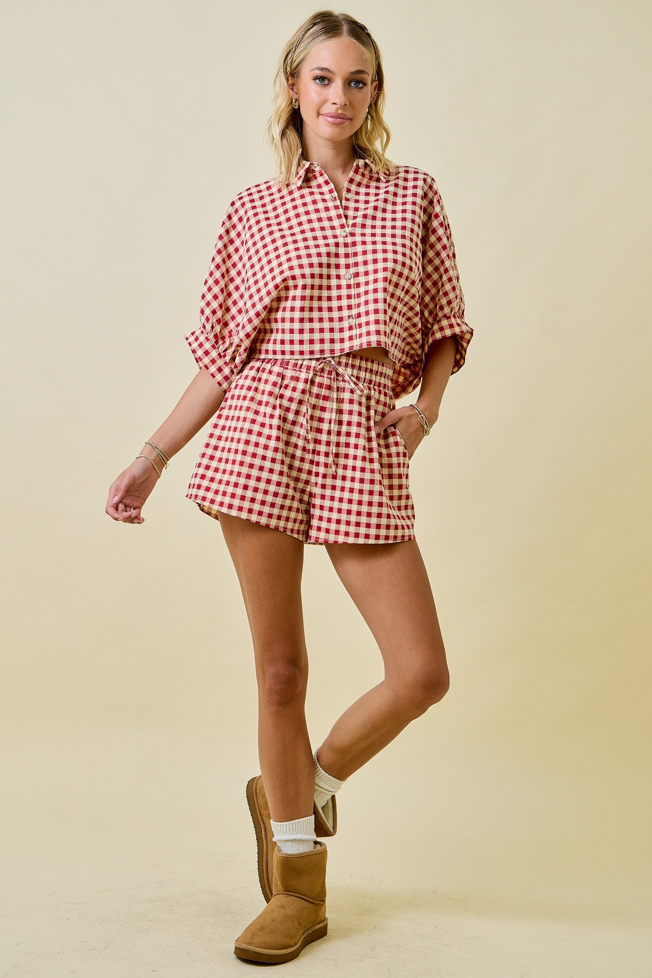 Danielle Red Gingham Set