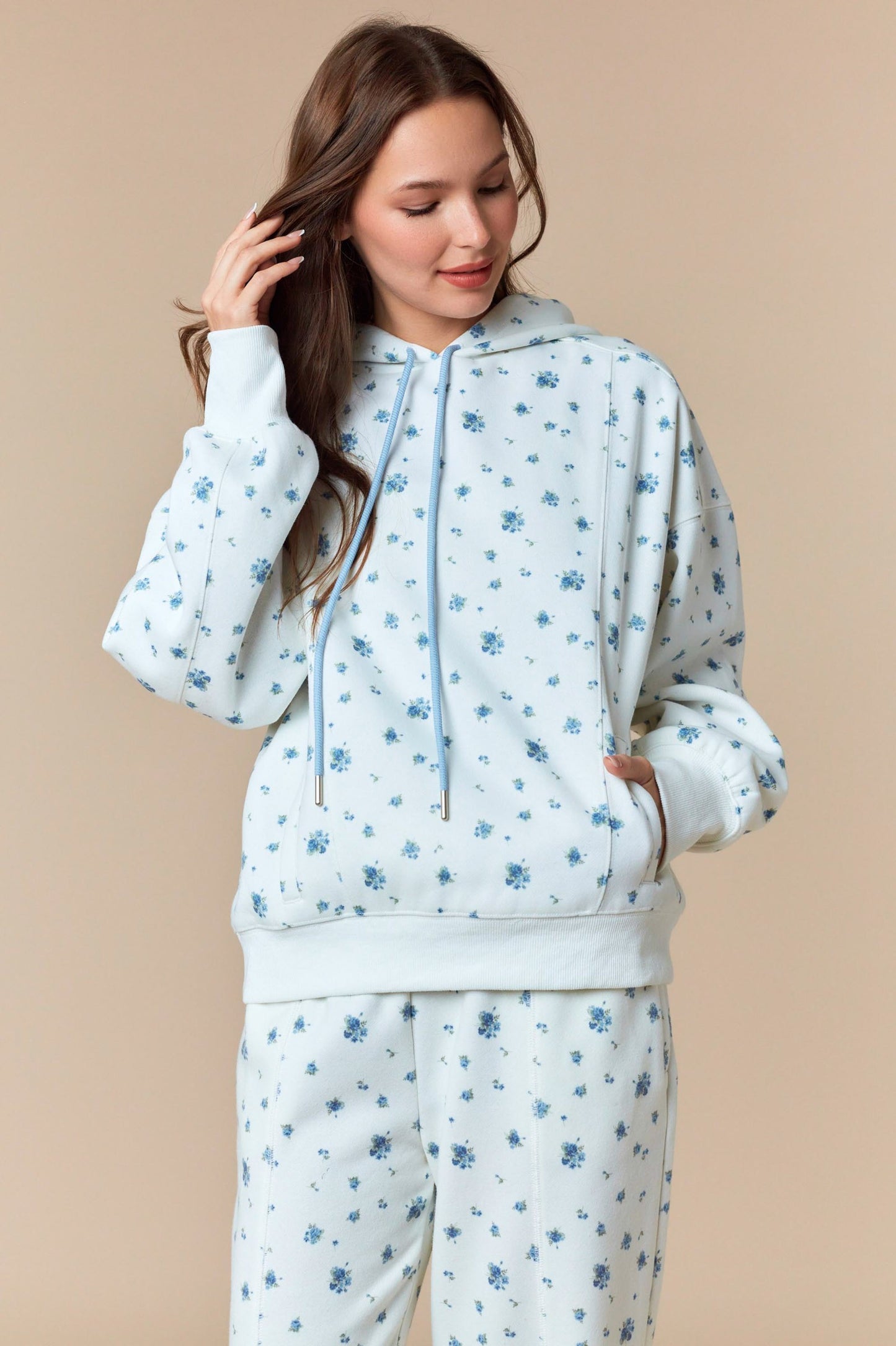 Polly Blue Floral Hoodie