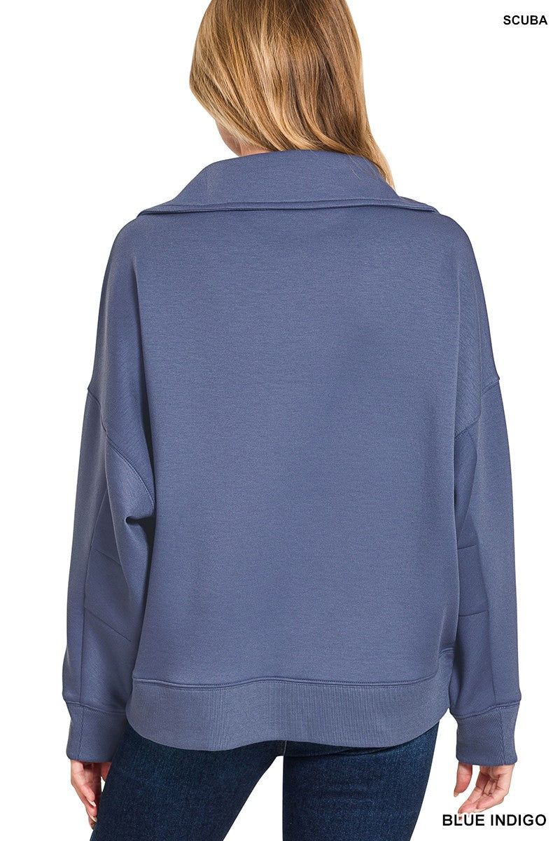 Scuba Collared Pullover & Pants Set Blue Indigo