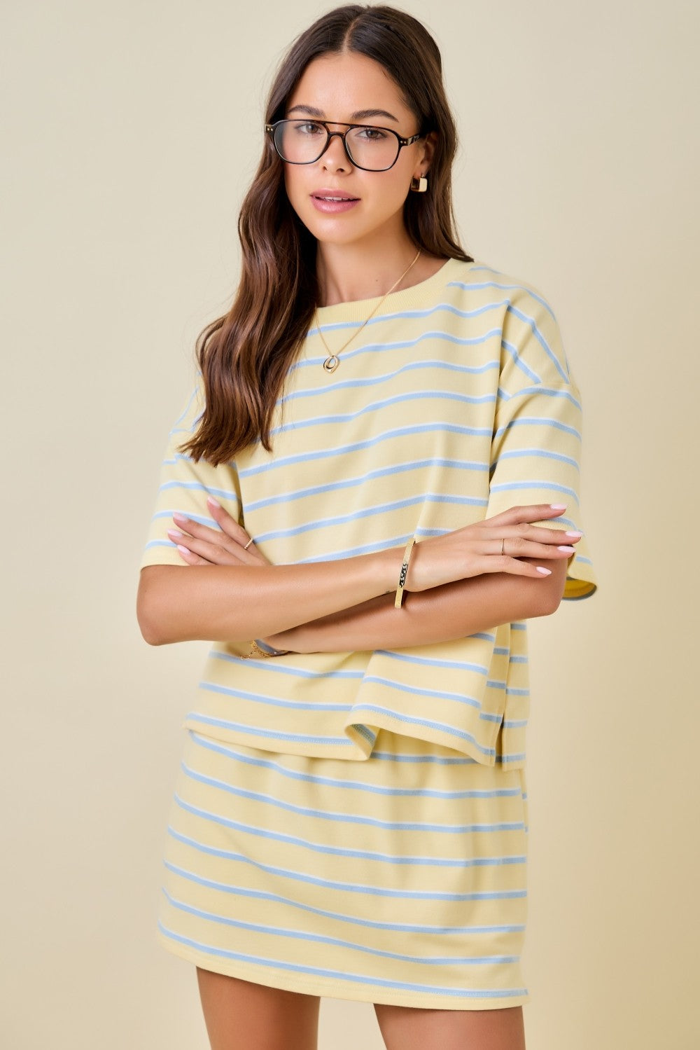 Dylan Striped Set Skirt Yellow