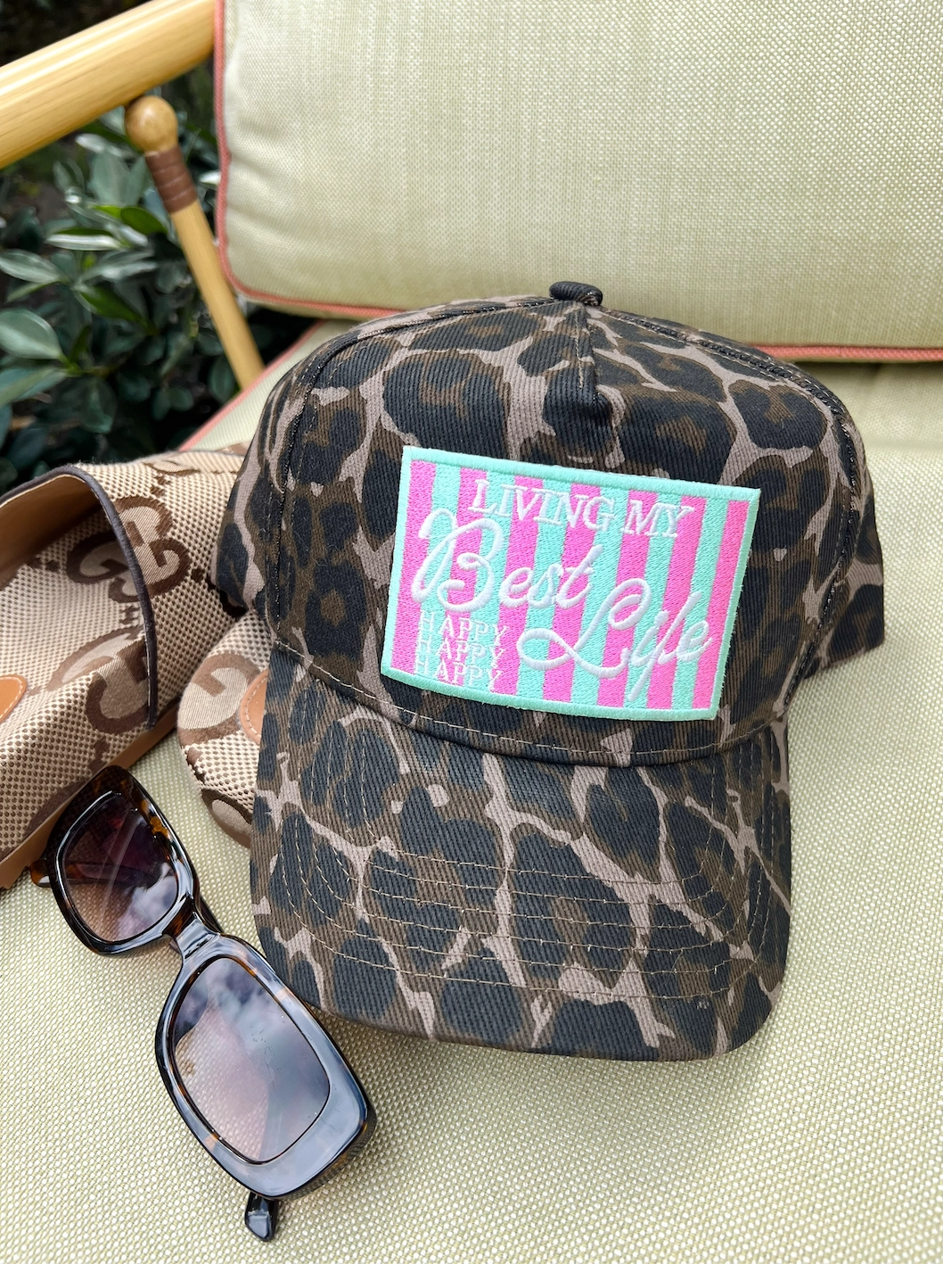 Living My Best Life - Leopard Vintage Trucker Hat