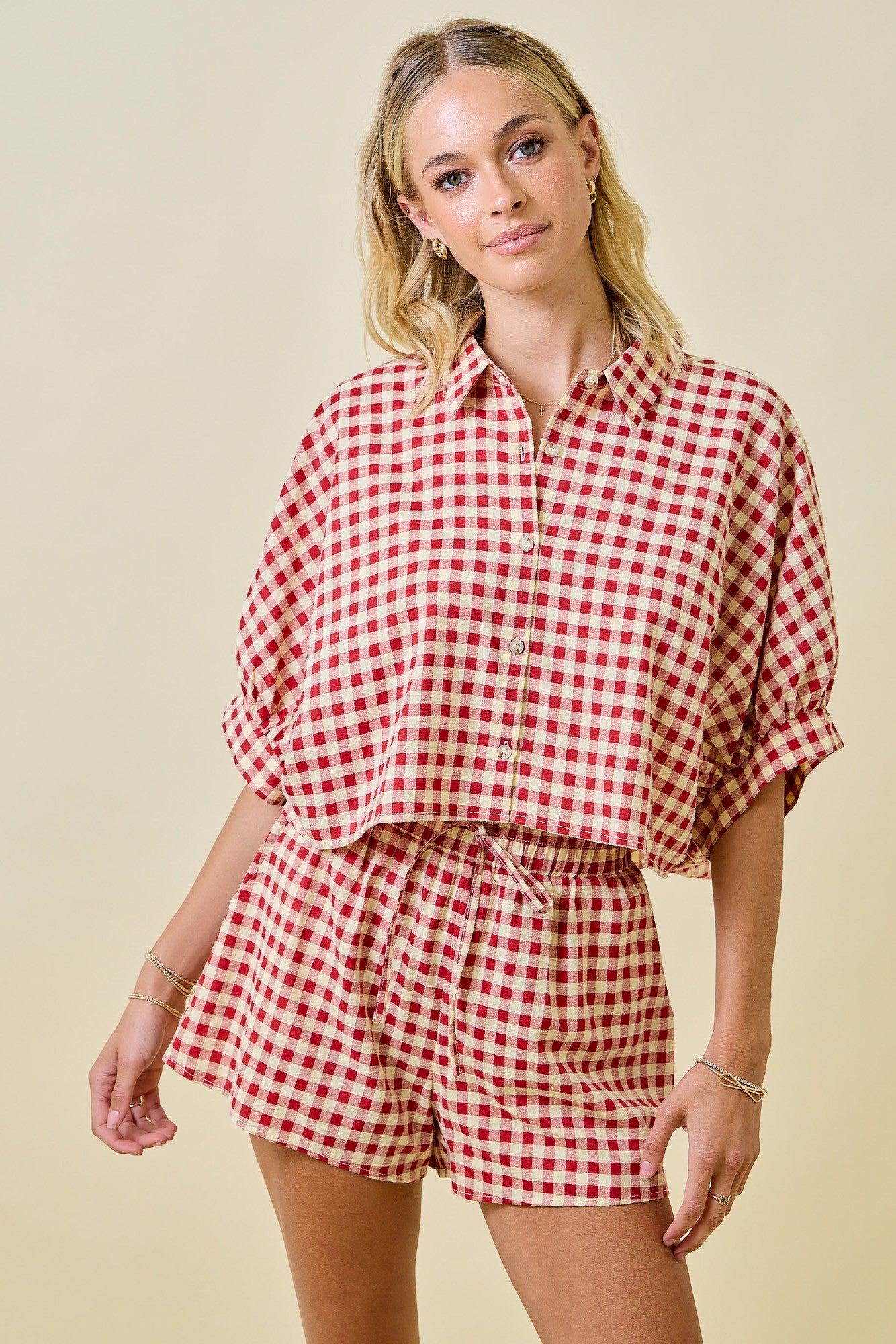 Danielle Red Gingham Set