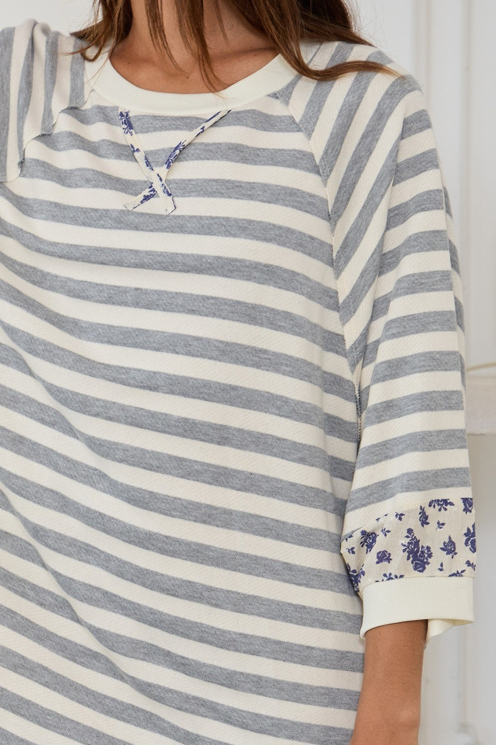 Becky grey and navy top
