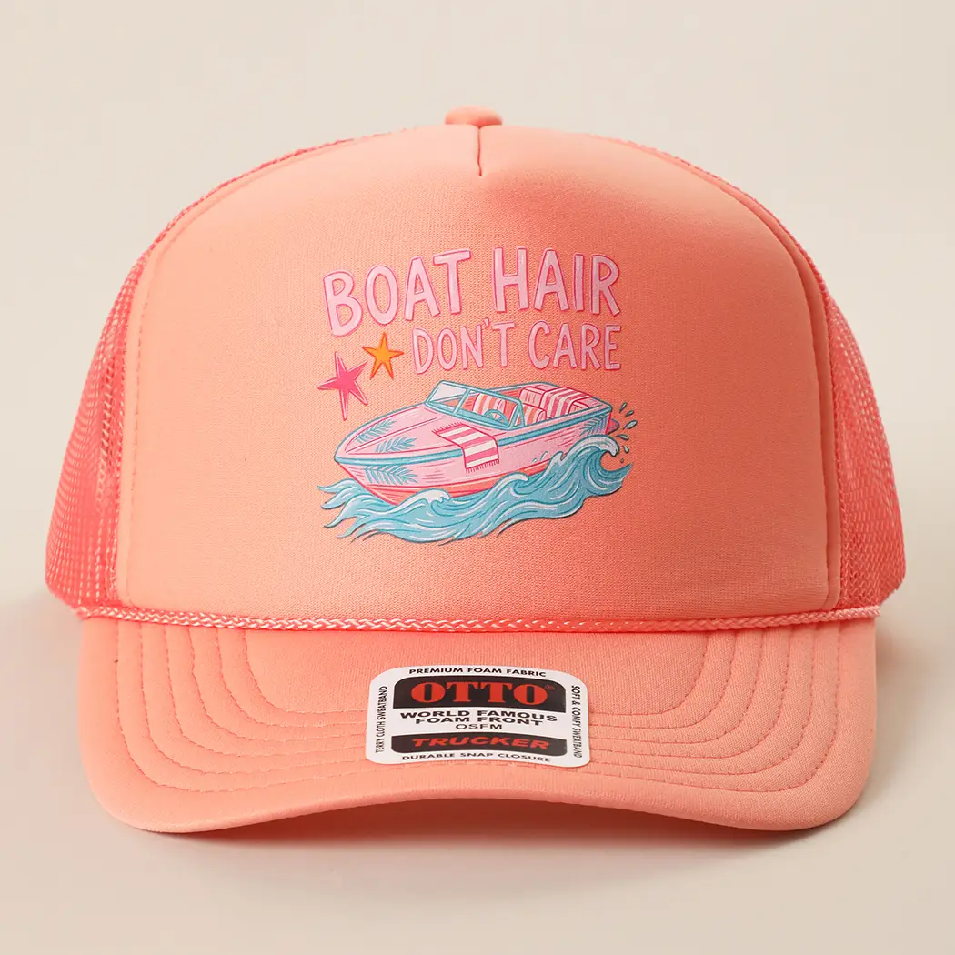 Boat Hair Don't Care Foam Mesh Trucker Hat Coral