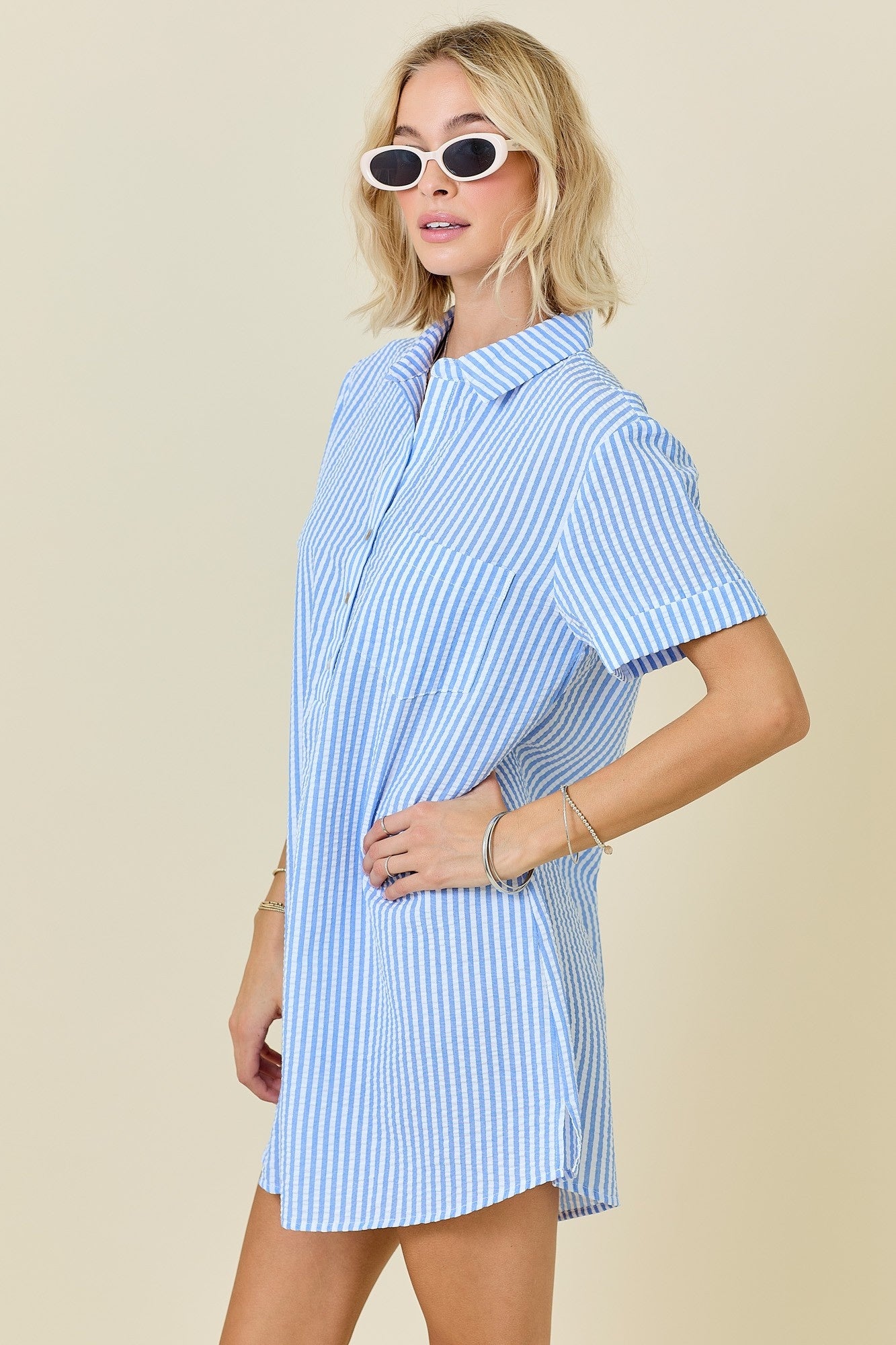 Daphne blue seersucker dress