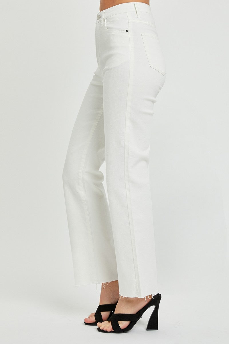 Risen white high rise straight jeans
