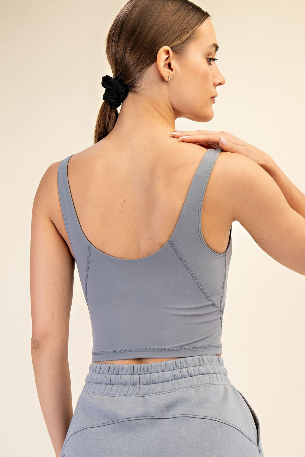 V Neck Yoga Top Rhino Grey