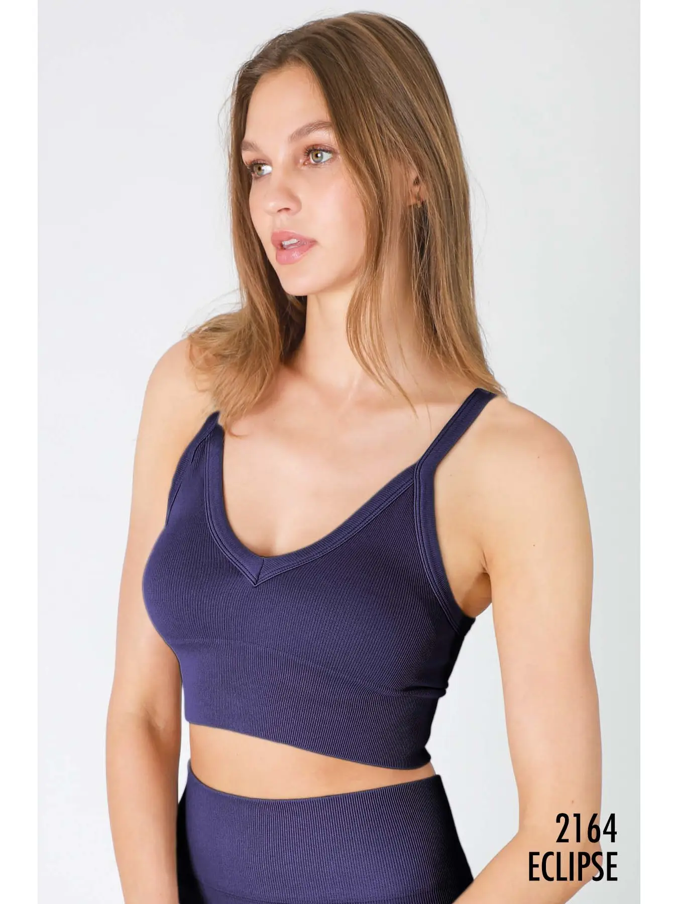 Ribbed V-Neck Bra Top