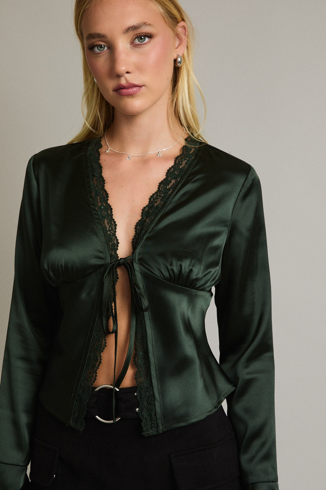 Lillian Green Satin Top