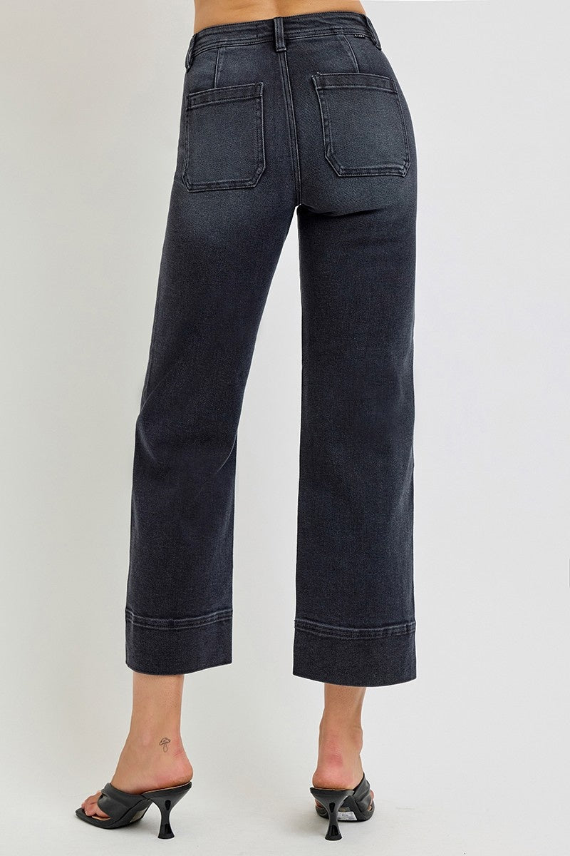Risen high rise crop wide leg jeans