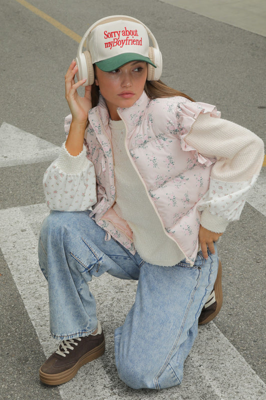 Jayla Pink Floral Puffer