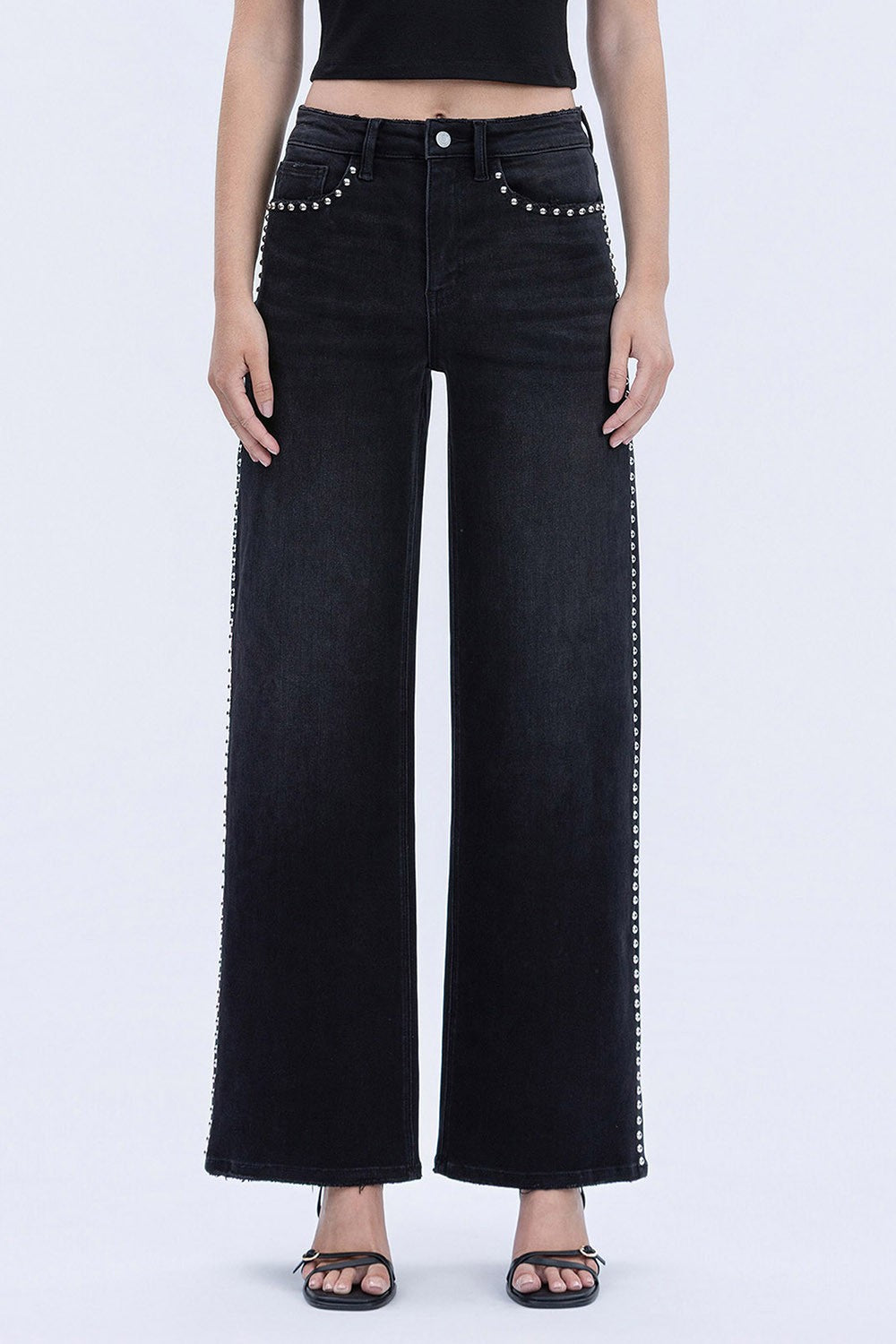 Vervet High Rise Nail Detail Wide Jeans