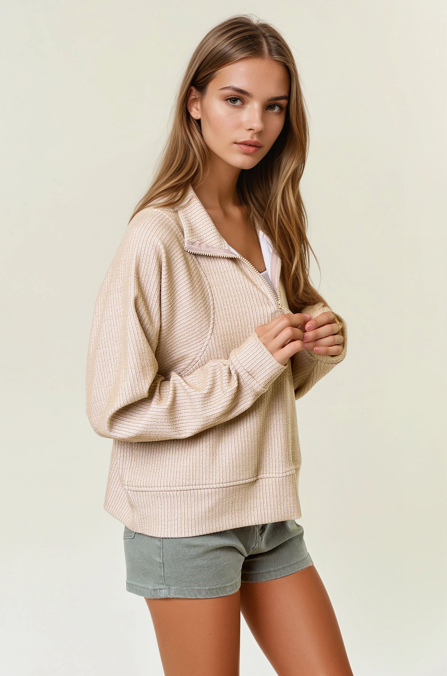 Darla Sand Striped Top